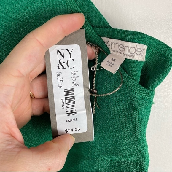 Eva Mendes: Stretchy Bodycon Sleeveless Fitted Midi Dress Emerald Green XS (NWT) - Picture 3 of 7